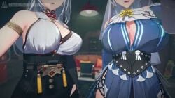 2girls 3d 67 animated anime audio big_breasts blue_hair bra_down bra_removed breasts clothed clothing dialogue flashing flashing_breasts hoyocinema inverted_nipples jiggle jiggling_breasts nipples physics pov squish tagme teasing umiko_sssd uncensored undressing velina_(zenless_zone_zero) velina_airgid video yixuan_(zenless_zone_zero) zenless_zone_zero