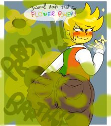 1boy ass big_ass big_butt blush blushing brappycatty butt deltarune fart fart_cloud fart_fetish farting fat_ass fat_butt flowery fully_clothed huge_ass huge_butt male male_only solo sunniefunnie sweat sweating text text_bubble thick_ass thick_butt toby_fox yellow_eyes yellow_hair yellow_skin