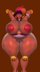 amber_(brawl_stars) animated big_ass big_breasts brawl_stars bubble_trouble_amber bubble_trouble_amber_(brawl_stars) chubby_female gif green_eyes looping_animation orange_skin rojo84 rojo_parasito shaking_breasts