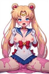 ai_generated blonde_hair blue_eyes breasts_out defeated empty_eyes hoipo legs_apart magical_girl mind_control open_mouth sailor_moon slime spiral_eyes usagi_tsukino