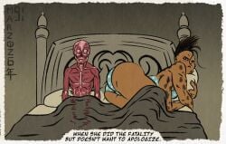 1boy 1girls ass bed big_ass blood bra female gore male masterartworks mortal_kombat panties sheeva