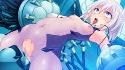 1girl ahegao arch_zion armpits bare_shoulders bdsm blue_eyes blush bodysuit bondage bound breasts cable censored covered_navel dutch_angle elbow_gloves female_orgasm forced_orgasm game_asset gloves jambread magical_girl mosaic_censoring navel nipple_injection nipple_stimulation nipples non-web_source object_insertion official_art open_mouth orgasm pussy pussy_juice restrained rolling_eyes see-through_clothes self-datamine sex_machine sex_toy shinsou_kenki_arch_saver short_hair skin_tight small_breasts solo spread_legs stationary_restraints tears teeth tongue tongue_out torn_bodysuit torn_clothes vaginal vaginal_object_insertion variant_set visual_novel_cg white_hair wide-eyed wide_spread_legs yuno_plaftskaya