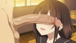 1boy 1girls ai_generated big_penis black_hair date_a_live date_a_live:_date_a_bullet female huge_penis long_penis luminousfan1 male penis_over_eyes school_uniform tagme tokisaki_kurumi