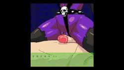 1boy 1boy1girl 1girls big_peins big_penis black_pussy blue_background castle castle_background close_up close_up_view dry_humping evil evilgirl femdom goth hentai hentai_game juicydots_(artist) leather_clothing leather_stockings precum purple_body purple_skin skull slosh spikes tagme thick video wet_pussy white_penis white_skin