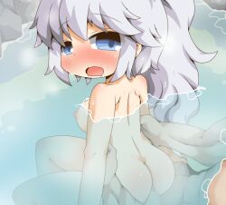 1boy 1girl ass blue_eyes blush breasts censored colorjelly completely_nude from_behind game_asset grabbing_from_behind grey_hair hair_between_eyes half-closed_eyes hetero large_variant_set long_hair looking_back medium_breasts mosaic_censoring nipples non-web_source nude official_art onsen open_mouth pair_tabi_skinship partially_submerged penis ponytail self-datamine sex sex_from_behind sidelocks steam tareme tirena_(pair_tabi_skinship) torogao torso_grab vaginal variant_set visual_novel_cg water wavy_mouth wet