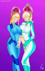 2futas big_breasts big_penis big_testicles blonde_hair bodysuit boots brain_injection breast_press breasts crossover crotch_cutout crown cum eye_roll female frottage futa_on_futa futanari intersex long_hair mario_(series) mario_kart masturbation metroid metroid_(creature) mind_control nintendo oo_sebastian_oo parasitic_possession penis penises_touching ponytail precum princess_rosalina saliva samus_aran short_hair spiral_eyes tentacles testicles tied_hair tongue zero_suit zero_suit_samus