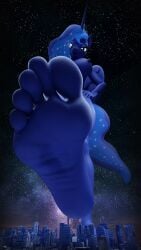 2025 3d_(artwork) 4k 9:16 absurd_res alicorn anthro biped breasts city cityscape digital_media_(artwork) equid equine extreme_size_difference feet female foot_focus friendship_is_magic furry giantess hand_on_hip hasbro hi_res horn humanoid_feet kenuwu macro mammal my_little_pony mythological_creature mythological_equine mythology night nipples nude nude_anthro nude_female plantigrade princess_luna_(mlp) size_difference soles solo wings