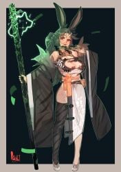 1girls alternate_version_available arm_tattoo black_hair black_lipstick boob_window braid breasts bunny_ears cleavage_cutout clothed clothed_female female final_fantasy_xiv goth goth_girl hourglass_figure huge_breasts keziedra kimono large_breasts ponytail rabbit_ears red_eyes staff summoner talisman tattoos thick_thighs thigh_tattoo thighhighs thighs thin_waist viera wide_hips ylva_nighthawk