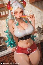 1girls ai_generated ass ass_focus big_ass big_breasts blush breast_grab breasts closed_mouth clothes clothing cute cute_face female female_focus female_only large_ass large_breasts light-skinned_female light_skin long_hair looking_at_viewer one_piece orange_eyes pussy sexy sexy_body sexy_female sexy_pose standing white_hair yamato_(one_piece) younger_female