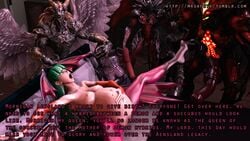 3d crossover darkstalkers desire_demon diablo diabolos dialogue dragon_age english_text medium_breasts morrigan_aensland mr_safety multiple_males pregnant stockings succubus text