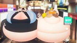 bbw black_hair blake_belladonna blonde_hair fat huge_tits obese rwby tagme yang_xiao_long
