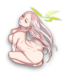 ass back breasts butt_crack character_request dimples_of_venus feet female halo huge_ass kaieda_hiroshi nipples nude pink_hair red_eyes source_request thighs