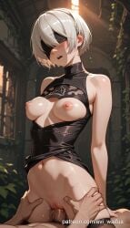 2b_(nier:automata) ai_generated pussy_juice sex sex_with_clothes waifu waifu_diffusion