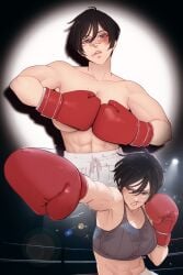 1girls abs anime asian asian_female athletic athletic_female attack_on_titan big_boobs big_breasts black_hair black_hair_female boobs boxing boxing_gloves boxing_ring breasts female female_fighter female_focus female_only fighter fully_clothed fully_clothed_female gloves hanpetos large_boobs large_breasts light-skinned_female light_skin manga mikasa_ackerman muscular muscular_female shingeki_no_kyojin short_hair short_hair_female toned toned_female topless topless_female