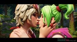 2girls ai_generated animated ass_grab blonde_hair edited epic_games forest fortnite girls_only google_gemini green_hair grok grok_imagine joni_(fortnite) kissing kissing_belly kissing_neck mikey-rg97 passionate_kiss sound tagme tongue_kiss tree video yuri zoey_(fortnite)