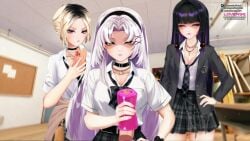 1girls 3_girls animated aroused aroused_face beautiful beauty_mark blush brat breasts bubblebebe cute cute_face eyebrows eyelashes female female_focus female_only handjob hourglass_figure indie_virtual_youtuber lewdtuber medium_breasts petite petite_body petite_breasts petite_female pov schoolgirl_uniform sex_toy sexy sexy_body sexy_pose tagme thick_thighs thighs video video_recording vtuber vtuberfanart white_hair yellow_eyes