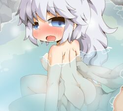 1boy 1girl ass blue_eyes blush bouncing_breasts breasts censored colorjelly completely_nude from_behind game_asset grabbing_from_behind grey_hair hair_between_eyes half-closed_eyes hetero large_variant_set long_hair looking_back medium_breasts mosaic_censoring nipples non-web_source nude official_art onsen open_mouth pair_tabi_skinship partially_submerged penis ponytail self-datamine sex sex_from_behind sidelocks steam tareme tirena_(pair_tabi_skinship) torogao torso_grab vaginal variant_set visual_novel_cg water wavy_mouth wet