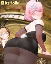 ass_focus bouncing_ass bunny_ears bunny_girl bunnysuit gigi_murin hololive hololive_english itshollu mori_calliope shorter_than_30_seconds tagme video