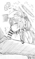 1boy 1girls blowjob blue_archive cum cum_in_mouth fellatio female halo izuna_(blue_archive) ki_no_nekko male oral