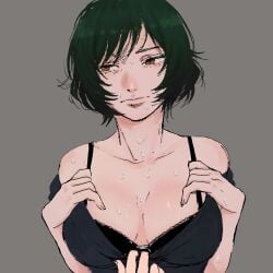 1girl 1girls alternate_version_available boobs breasts cleavage green-haired_female green_hair jujutsu_kaisen pov tagme zenin_mai