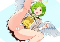 angel angel_wings clothed clothed_female female no_panties no_panties_under_skirt puyo_puyo puyo_puyo_quest roco_(puyo_puyo) skirt upskirt vagina