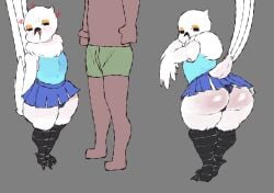 angry anthro avian bird bulge burd_(meweeze) feathers femboy gay girly looking_at_viewer male male_only meweeze shortstack size_difference skirt thick_thighs