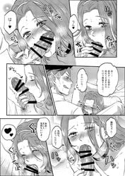 1boy ass bar_censor censored choker comic diamond_is_unbreakable earrings fellatio female hairband headband heart heavy_breathing jewelry jojo's_bizarre_adventure monochrome oral penis pubic_hair rin2010 rohan_kishibe smile spoken_heart sugimoto_reimi sweat testicles text tongue tongue_out translation_request