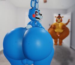 2boys 3d 3d_(artwork) animatronic ass ass_focus balls big_ass five_nights_at_freddy's huge_ass looking_at_viewer male/male muitetul robot toy_bonnie_(fnaf) toy_freddy_(fnaf) video_game_character