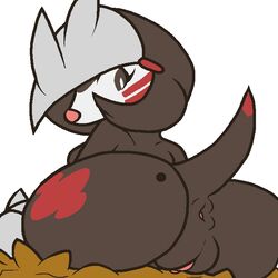 1girls artist_request ass breasts brown_eyes brown_fur clitoris excadrill eyelashes female furry looking_back mole_(animal) nintendo nude pokemon pokemon_bw pussy sideboob solo tail