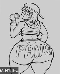 1girls ass ass_bigger_than_head ass_focus backwards_baseball_cap bedroom_eyes big_ass big_butt bubble_ass bubble_butt butt butt_focus dotodonoto female female_focus female_only ghetto green_eyes heavy_ass heavy_butt huge_ass jacket leggings light-skinned_female line_art looking_at_viewer microphone rapper red_hair redhead rubydew64 sarah_stacy_(dotodonoto) seductive_eyes seductive_look seductive_smile simple_background smile smiling smiling_at_viewer thicc thong tight_clothing tomboy whale_tail yoga_pants
