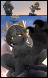 arknights rock statue stone yellow_eyes