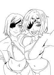 2girls bikini bikini_bottom bikini_top chainsaw_man clothed clothing himeno_(chainsaw_man) hug hugged jujutsu_kaisen nobara_kugisaki selfie