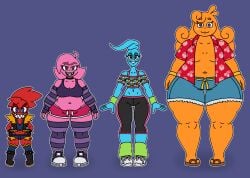 1girls 3boys :3 ahoge alternate_version_available bandai_namco bangs bare_shoulders beauty_mark big_breasts black_boots black_choker black_crop_top black_jacket black_pants black_shoes black_tank_top blinky_(pac-man) blue_background blue_body blue_eyes blue_hair blush blush_stickers boots booty_shorts bottomwear breasts cherry choker chubby chubby_female chubby_male cleavage clothed clothing clyde_(pac-man) collared_shirt crop_top cropped_jacket curly_hair curvaceous curvy curvy_figure curvy_male detached_sleeves eyelashes fangs female femboy feminine_male fingerless_gloves freckles freckles_on_face freckles_on_shoulders fruit ftrashpickle fuzzycapsule08 ghost ghost_boy ghost_girl girly gloves gold_(metal) gold_tooth grin grinning group hands_on_hips hawaiian_shirt height_difference huge_breasts humanoid humanoid_female humanoid_male inky_(pac-man) jacket kneehighs large_breasts leg_warmers leggings legwear lip_piercing lip_ring long_hair long_sleeves looking_at_viewer male midriff mole mole_under_mouth namco navel neckwear nude_version_available open_mouth open_shirt orange_body pac-man_(series) pants piercing pink_body pink_eyes pink_hair pink_shorts pinky_(pac-man) pseudo_hair punk purple_eyes red_body red_hair red_shirt sandals shadow sharp_teeth shirt shoes short_hair short_shorts shorts smile smiling smiling_at_viewer sneakers socks spiked_boots strawberry striped_clothing striped_legwear tank_top thick_thighs thighhighs thighs tongue toothy_grin topwear voluptuous voluptuous_female voluptuous_male white_shoes wristband yellow_wristband yoga_pants