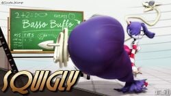 1girls 3d ass ass_bigger_than_head attack bent_over big_ass big_butt bottom_heavy bubble_butt chalkboard cindablimp clothing curvaceous curvy curvy_figure english_text female female_only fully_clothed hair_over_one_eye huge_ass hyper_ass leviathan_(skullgirls) long_hair pear_shaped purple_hair red_eyes skullgirls solo solo_female squigly sunglasses text thick_thighs voluptuous voluptuous_female wide_hips zombie zombie_girl