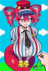 1girls ai_generated ass ass_visible_from_the_front barely_contained bending_forward bending_over big_ass big_breasts big_thighs blouse breasts breasts_bigger_than_head clothed clothed_female clothing curvaceous curvy curvy_female curvy_figure eyelashes female fully_clothed gigantic_ass gigantic_breasts gloves hat hips_wider_than_shoulders huge_ass huge_breasts huge_thighs hyper hyper_ass hyper_breasts hypnosis hypnotic_eyes kasane_teto kasane_teto_(sv) large_ass large_breasts large_thighs leaning_forward long_eyelashes massive_ass massive_breasts massive_thighs mesmerizer_(vocaloid) mesmerizer_teto mv_character necktie nervous nervous_smile open_mouth pants pendulum plump plump_breasts plump_thighs red_eyes red_hair simple_background skin_tight skindentation suspenders sweat sweating synthesizer_v thick_thighs thighs tight_clothing tight_pants twin_drills utau venus_body voluptuous voluptuous_female wide_hips