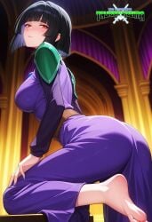 ai_generated ass bending_over black_hair blush dress fair-skinned_female feet female highres light-skinned_female logo looking_at_viewer looking_back looking_back_at_viewer mature_female mature_woman mayethikayian_(species)_(the_legendary_tauran'creima) nervous nervous_face nervous_female orange_eyes original original_character painted_nails palace pale-skinned_female sacredcourage seductive self_upload serenity_addlebeen_(the_legendary_tauran'creima) sexy sexy_pose shadowrealmarts short_hair shoulder_armor solo_female the_legendary_tauran'creima toes voluptuous_female