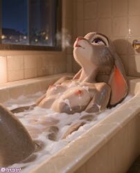 ai_generated bath bathroom breath female foam fur furry high_resolution highres hires judy_hopps nipples panzglard wet wet_body zootopia zootopia_2