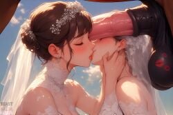 1boy 2girls ai ai_art ai_generated animal animal_genitalia animal_penis bare_shoulders beastbride bestiality_marriage blue_sky blush breasts bridal_veil bride brown_hair choker closed_eyes clothing cloud cock_worship day dress earrings equid equine equine_genitalia equine_penis erection female flower girls_kissing hair_bun horse horse_penis horsecock huge_cock interspecies jewelry kiss_mark kiss_mark_on_balls kissing kissing_cheek lesbian_kiss lesbian_marriage lipstick_mark lipstick_on_balls male married_to_feral medial_ring multiple_girls outdoors penis penis_on_face penis_over_eyes see-through single_hair_bun sky testicles threesome veil wedding wedding_dress wedding_veil white_clothing wife_and_wife zoophilia