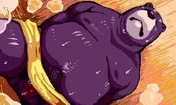 5:3 anthro balls closed_eyes digital_media_(artwork) flaccid furry genitals inside kemono koda-kota low_res male mammal oekaki overweight overweight_anthro overweight_male penis sauna sitting solo towel ursid