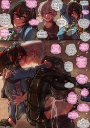 1boy 1girl 1girls aroused ass big_breasts black_hair blush breasts clothed_sex comic couple couple_(romantic) couple_love couple_sex cum cum_in_pussy cum_inside cum_overflow deep_kiss deep_kissing english_text excited fael_art female female_human femsub flirting french_kiss french_kissing happy_sex heart-shaped_pupils heart_eyes hoyoverse human human_male kissing kissing_while_penetrated light-skinned_female light-skinned_male light_skin looking_pleasured male mihoyo mihoyo_technology_(shanghai)_co._ltd. passionate police police_officer police_uniform policewoman pussy red_hair sex standing_on_one_leg standing_sex straight thick_thighs torn_clothes vaginal_penetration white_hair wholesome wholesome_sex wise_(zenless_zone_zero) zenless_zone_zero zhu_yuan