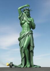 3d 3d_(artwork) ai ai_art ai_assisted ai_generated art breasts cropped crown female female_focus female_only french french_female green_skin lady_liberty nipples nude patriotic patriotism robe rule34 rule_34 sketch statue statue_of_liberty strip stripped stripping tagme tall tall_female tall_girl torch united_states_of_america usa