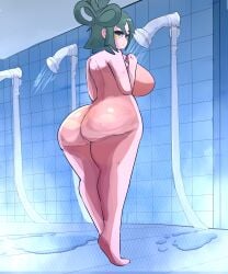 ass big_breasts boku_no_hero_academia commentary_request commission coo_meyo pussy shower shower_room showing_ass showing_breasts showing_off tsuyu_asui tsuyu_asui_(hero_outfit)