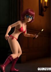 1girls 3d ai ai_assisted ai_generated artist_logo artist_name bikini bikini_bottom bikini_top black_eyes bluesky_link boots brown_hair female female_focus female_only hallway looking_back magnifying_glass medium_breasts quinzo11 red_bikini red_bikini_bottom red_bikini_top scoob! scooby-doo self_upload short_hair velma_dinkley