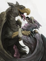 avian erection feeding female feral foreplay gryphon human macro male mammal mawplay micro micro_on_macro oral oral_vore penis size_difference sprout story story_in_description tongue tongue_out vore