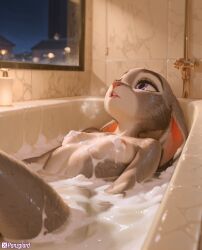ai_generated bath bathroom breath female foam fur furry high_resolution highres hires judy_hopps nipples panzglard wet wet_body zootopia zootopia_2