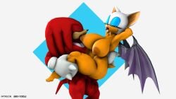 3d 3d_(artwork) ambiguous_penetration anthro areola balls bat duo echidna erect_nipples erection female grey-yordle huge_breasts knuckles_the_echidna male nipples nude penis rouge_the_bat sex sonic_(series)