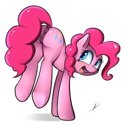 anus blue_eyes dock female feral friendship_is_magic fur hair my_little_pony neighday open_mouth pink_fur pink_hair pinkie_pie_(mlp) presenting pussy solo tongue