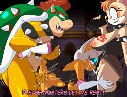 1boy 2girls anthro anthro_on_anthro artlaccer_(artist) bat bat_wings big_ass big_breasts big_butt big_penis bowser bowser_logo bowsette_(cosplay) breast_exposed breasts breasts_out crossover crossover_pairing crossover_sex crying cum cum_in_pussy cum_inside exposed_ass exposed_breasts exposed_nipples exposed_pussy female female/female filming furry furry_female furry_male furry_only grabbing_from_behind horns interspecies koopa licking_pussy makeup male male/female mario_(series) nintendo nipples rabbit rabbit_girl rabbit_humanoid rabbit_tail reptile rouge_the_bat scalie sega sex shell sonic_(series) sonic_the_hedgehog_(series) spiked_shell spikes spikey_penis spiky_cock spiky_shell stomach_bulge super_mario_bros. tattoo threesome tummy_bulge vanilla_the_rabbit yellow_skin