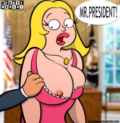 alternate_breast_size american american_dad breasts disembodied_hand donald_j_trump donald_trump francine_smith large_breasts mcpartyworld milf misogyny nipples sexual_assault sexual_harassment sexual_objectification undressing unseen_male_face