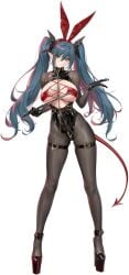 animal_ears azur_lane belt bikini black_background black_belt black_footwear black_gloves black_hair black_pantyhose black_ribbon blue_hair bodystocking breasts buckle cg cleavage closed_mouth collar contrapposto demon_girl demon_horns demon_tail fake_animal_ears female full_body gloves hair_between_eyes hair_ribbon hairband heart_o-ring high_heels highleg holding horns large_breasts legs_apart leotard long_hair looking_at_viewer multicolored_hair o-ring o-ring_belt official_art pantyhose platform_footwear pointy_ears rabbit_ears red_bikini red_hair regensburg_(azur_lane) regensburg_(the_dark_dragon's_dungeon)_(azur_lane) riding_crop shrug_(clothing) sidelocks simple_background skindentation solo standing streaked_hair swimsuit tail thigh_strap twintails two-tone_hair very_long_hair yellow_eyes